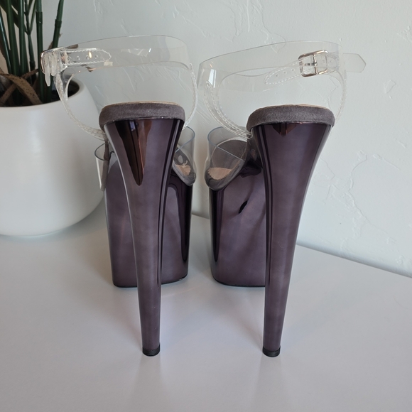 NWOB Hella Heels Metallic Stilettos Liquid Gunmetal 8" Heel New Fit Chrome - Picture 7 of 10